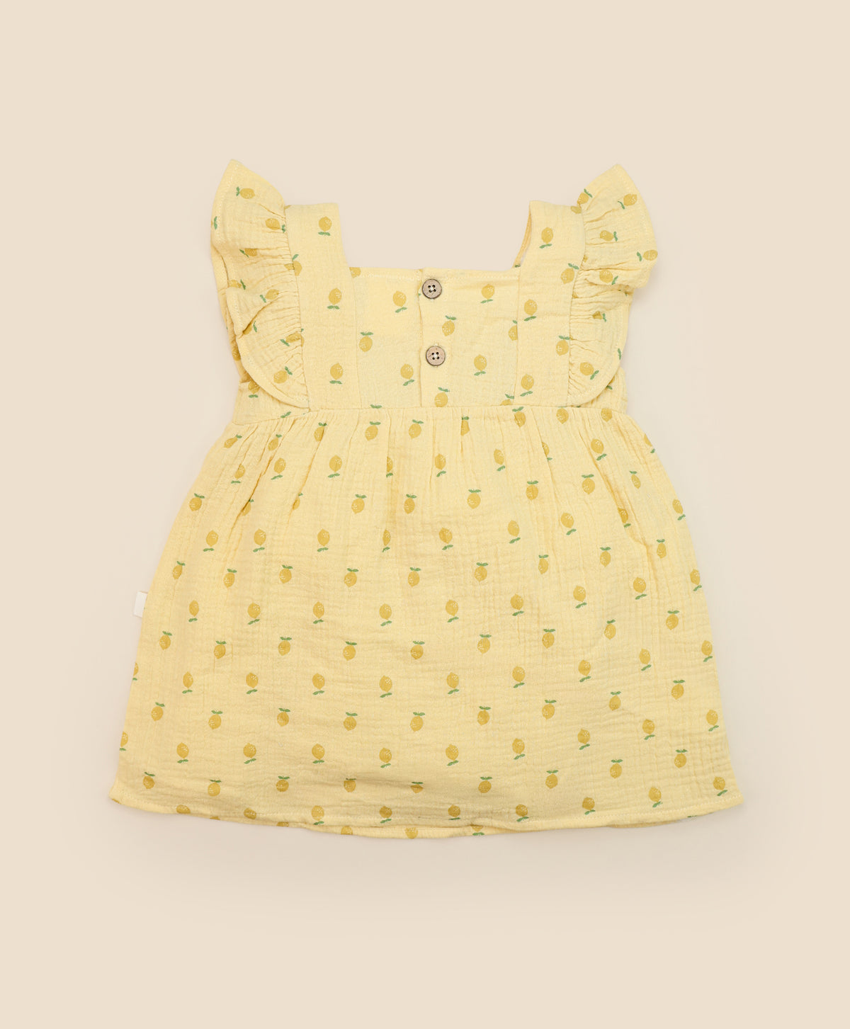 Lummi In Colour Organic Muslin Ruffle Dress - Lemons