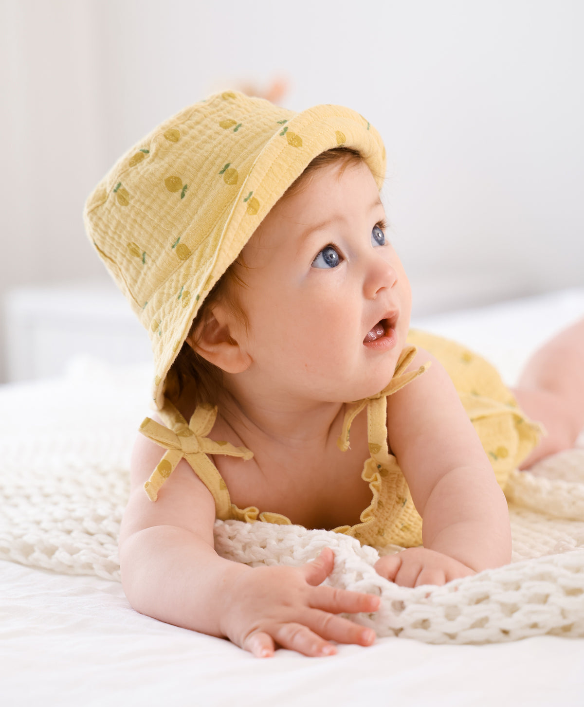 Lummi In Colour Organic Cotton Muslin Bucket Sun Hat - Lemons