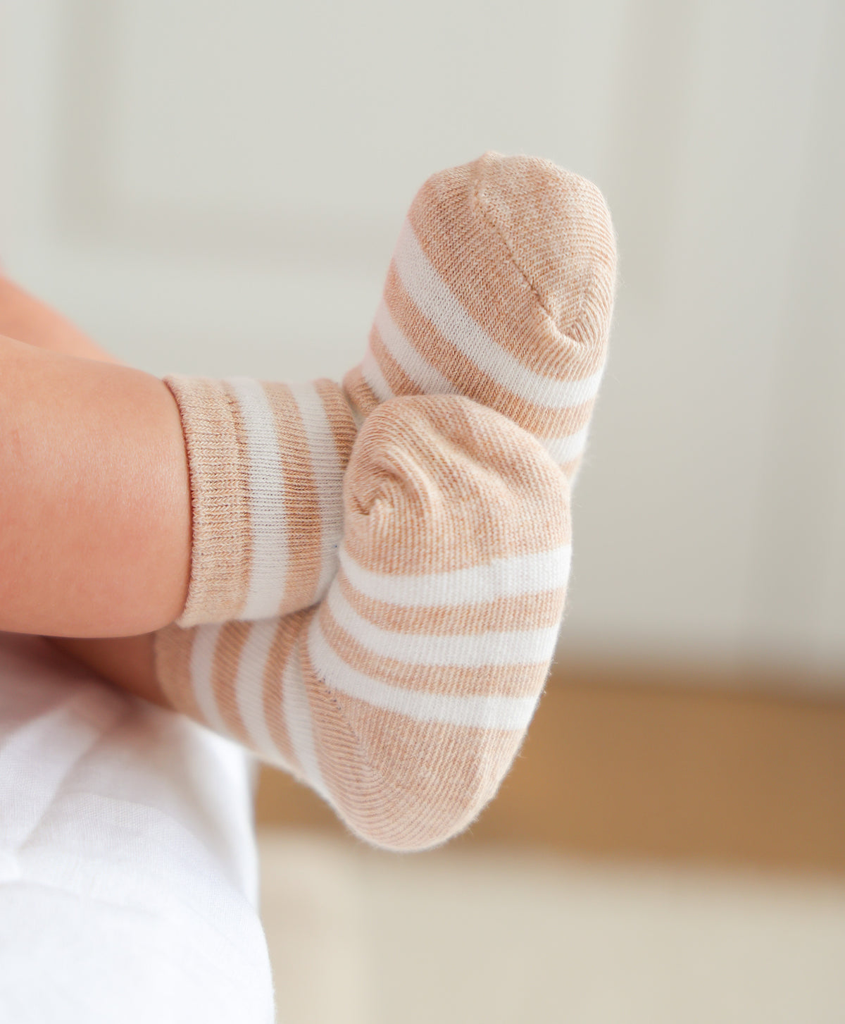 Lummi In Colour Baby Organic Cotton Socks - Oat Stripes
