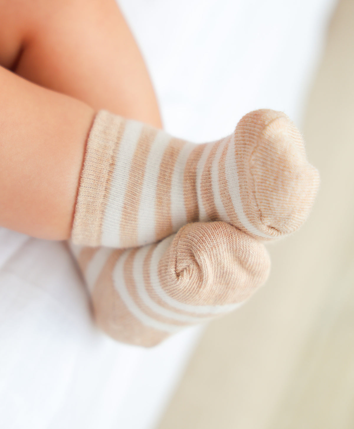 Lummi In Colour Baby Organic Cotton Socks - Oat Stripes