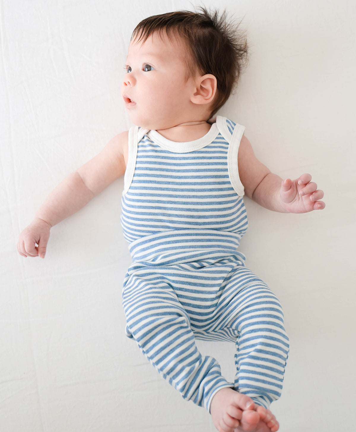 Lummi In Colour Organic Cotton Leggings - Blue Stripes