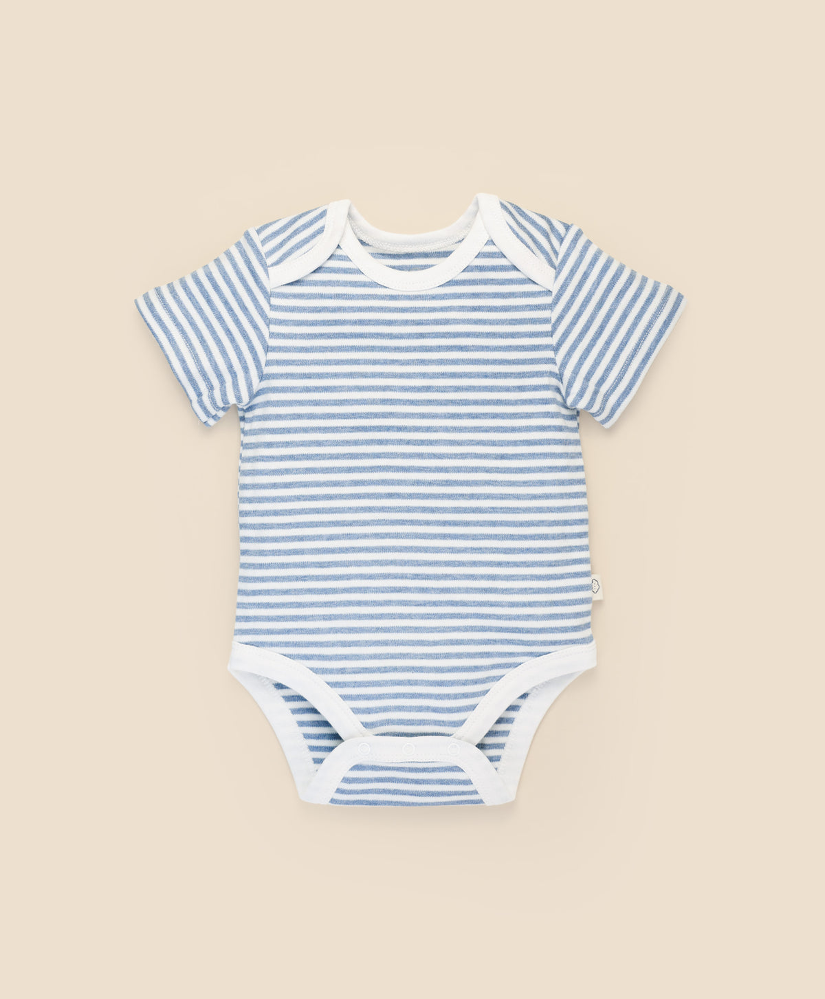 Lummi In Colour Organic Short Sleeve Bodysuit - Blue Stripes | Rompers & Playsuits | Bon Bon Tresor