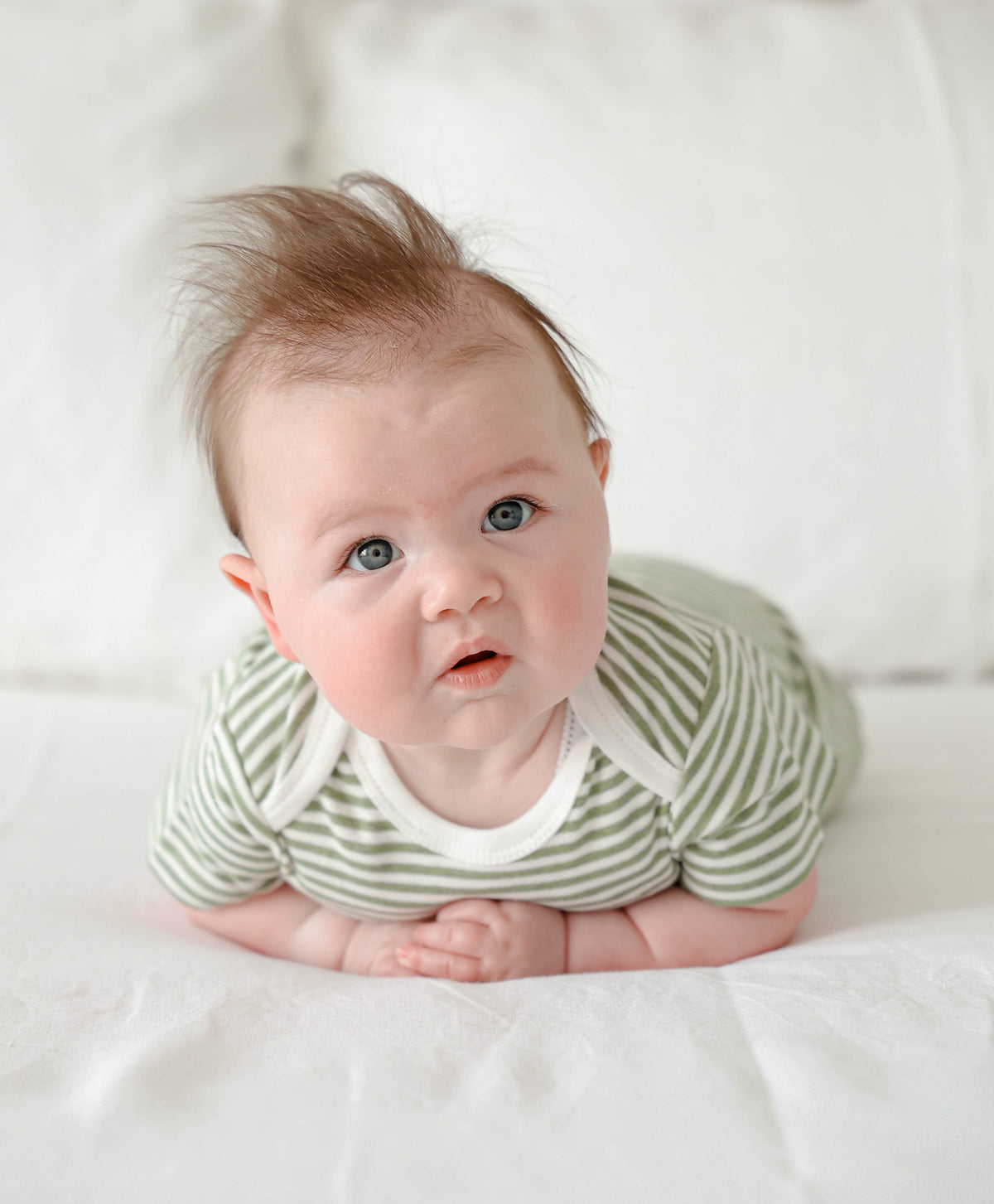 Lummi In Colour Organic Short Sleeve Bodysuit - Forest Stripes