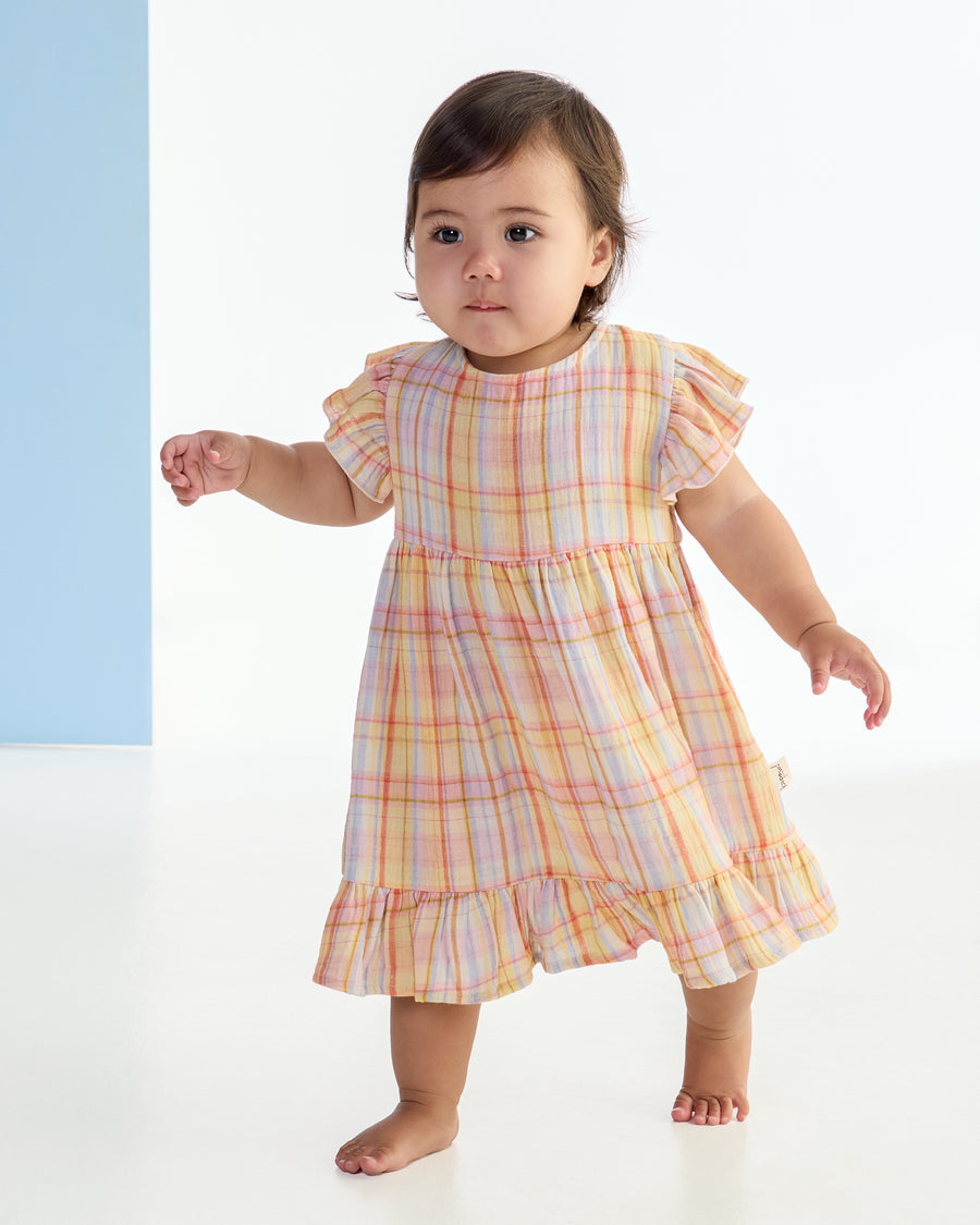 Kapow Kids Rainbow Plaid Trapeze Dress | Dresses & Skirts | Bon Bon Tresor