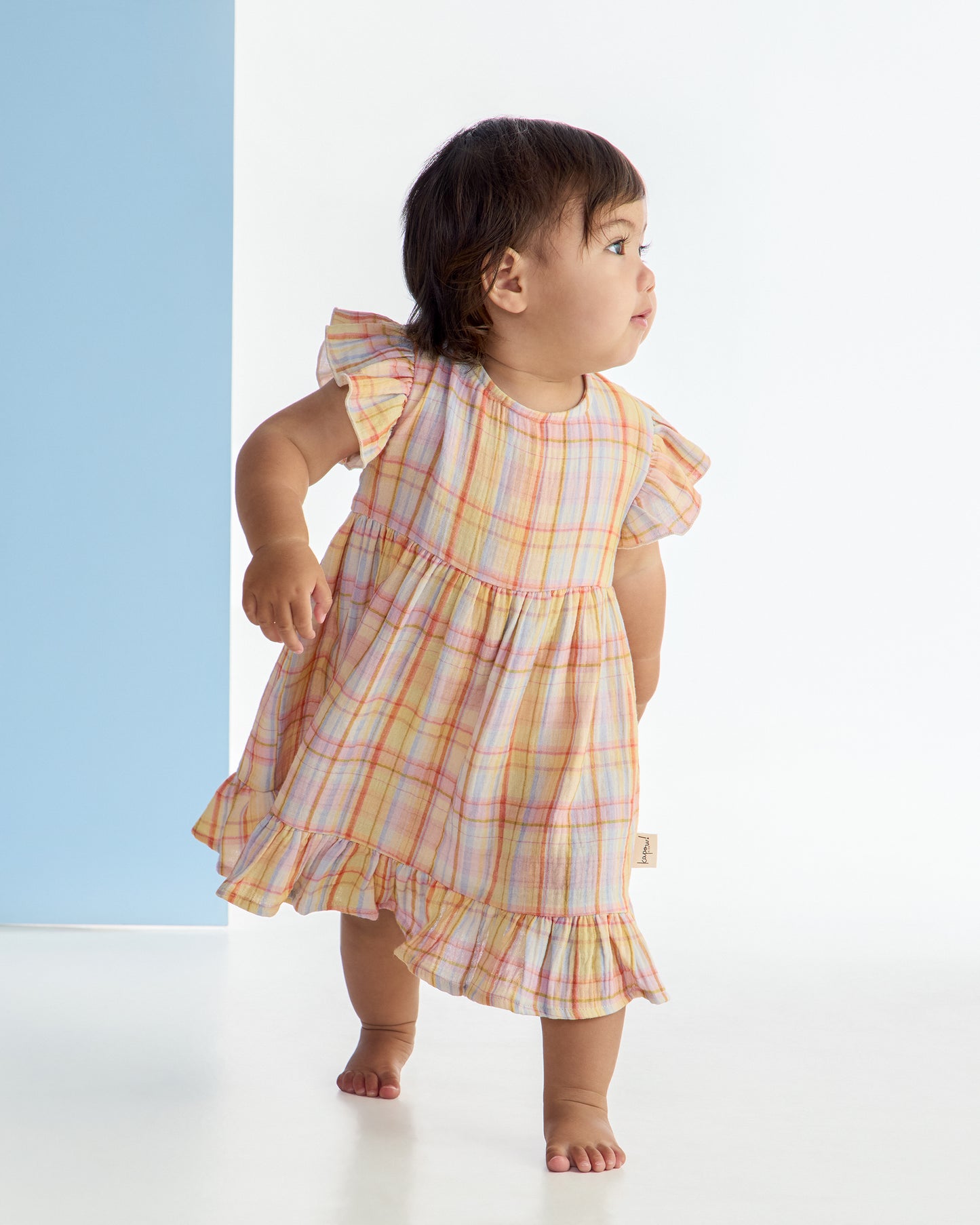 Kapow Kids Girls Rainbow Plaid Trapeze Dress | Dresses | Bon Bon Tresor