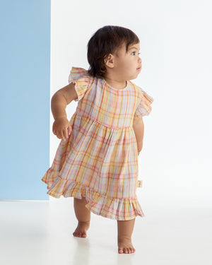Kapow Kids Rainbow Plaid Trapeze Dress | Dresses & Skirts | Bon Bon Tresor