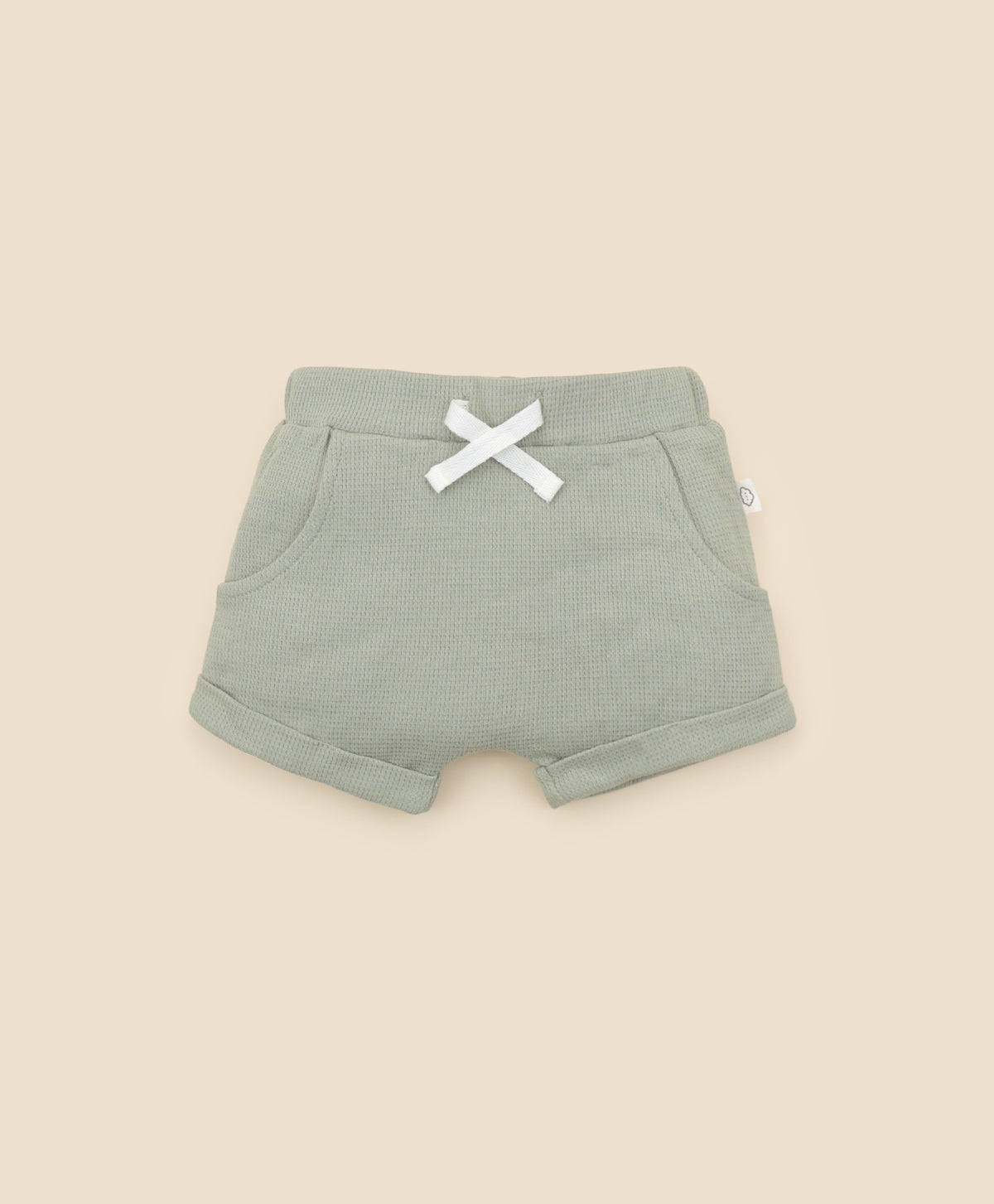 Lummi In Colour Organic Waffle Shorts - Sage Green