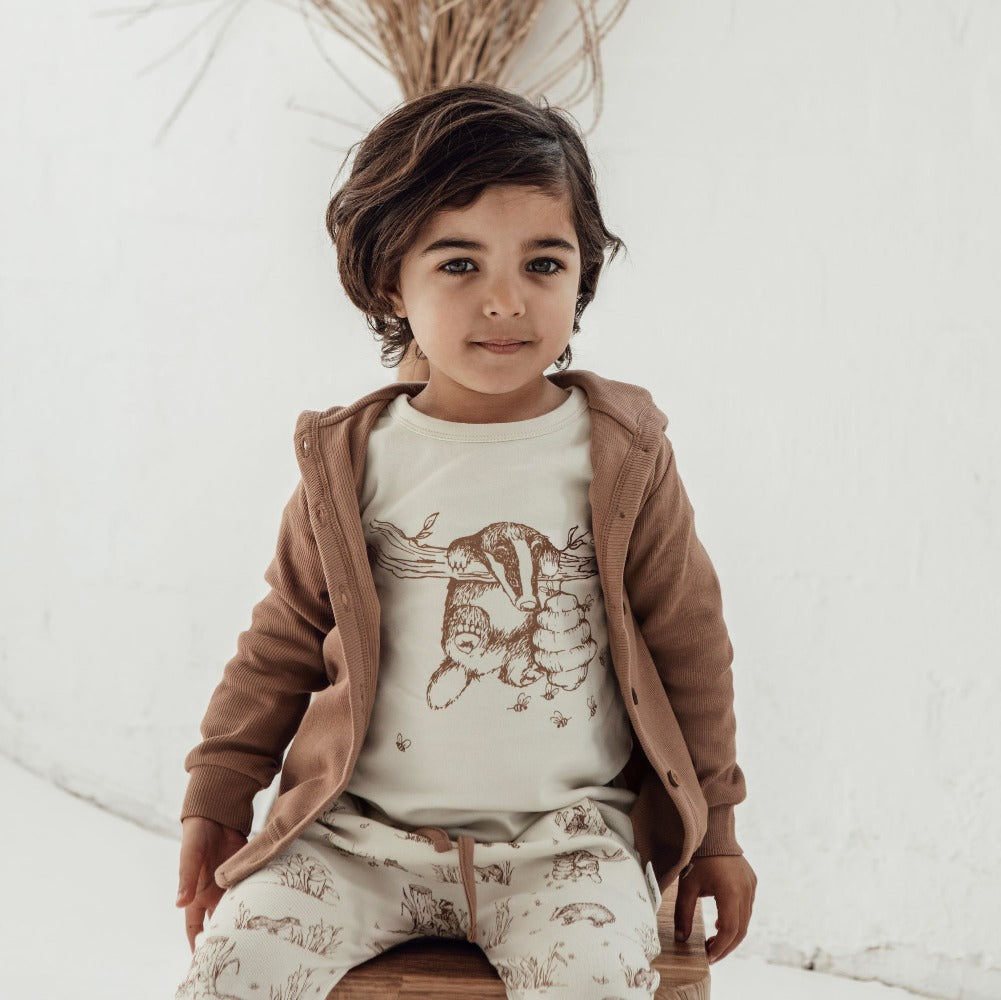 Aster and Oak Cocoa Rib Hooded Cardigan | Sweaters & Knitwear | Bon Bon Tresor