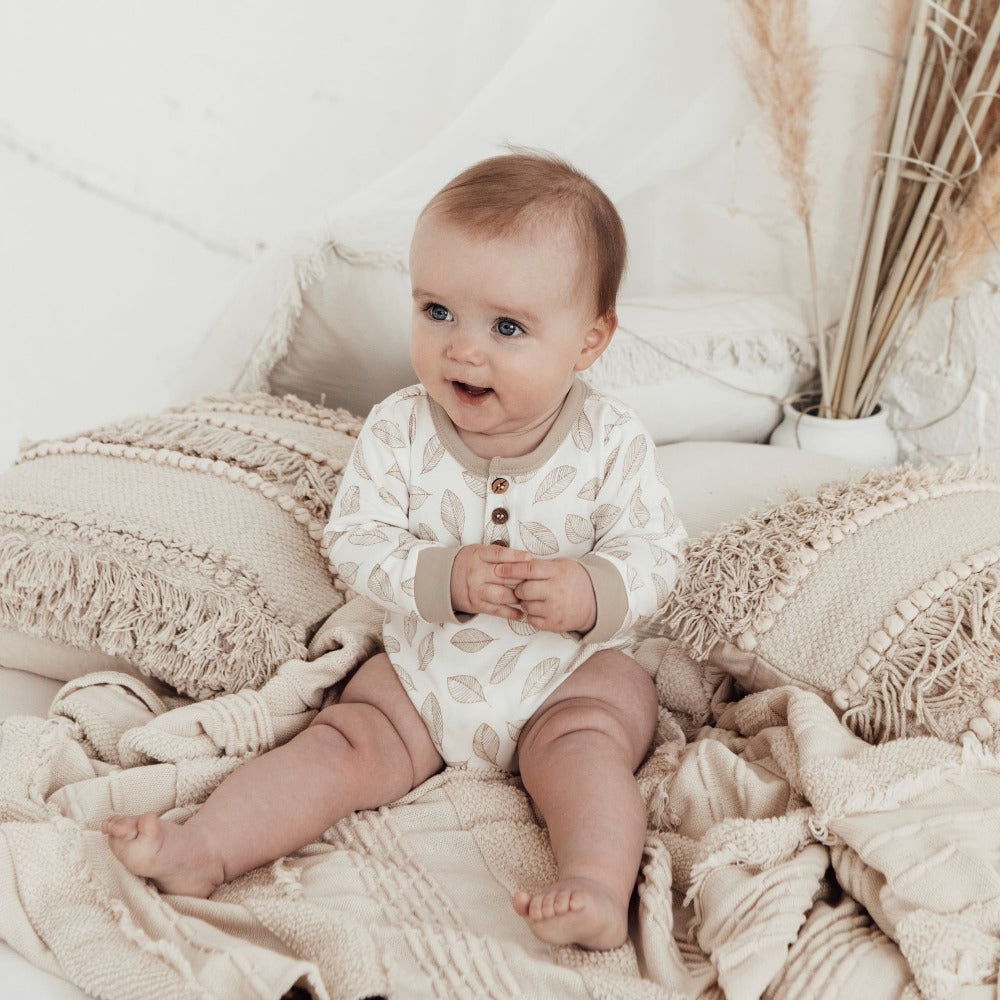 Aster and Oak Leaf Henley Onesie | Rompers & Playsuits | Bon Bon Tresor