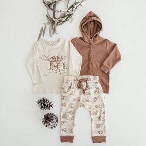 Aster and Oak Cocoa Rib Hooded Cardigan | Sweaters & Knitwear | Bon Bon Tresor