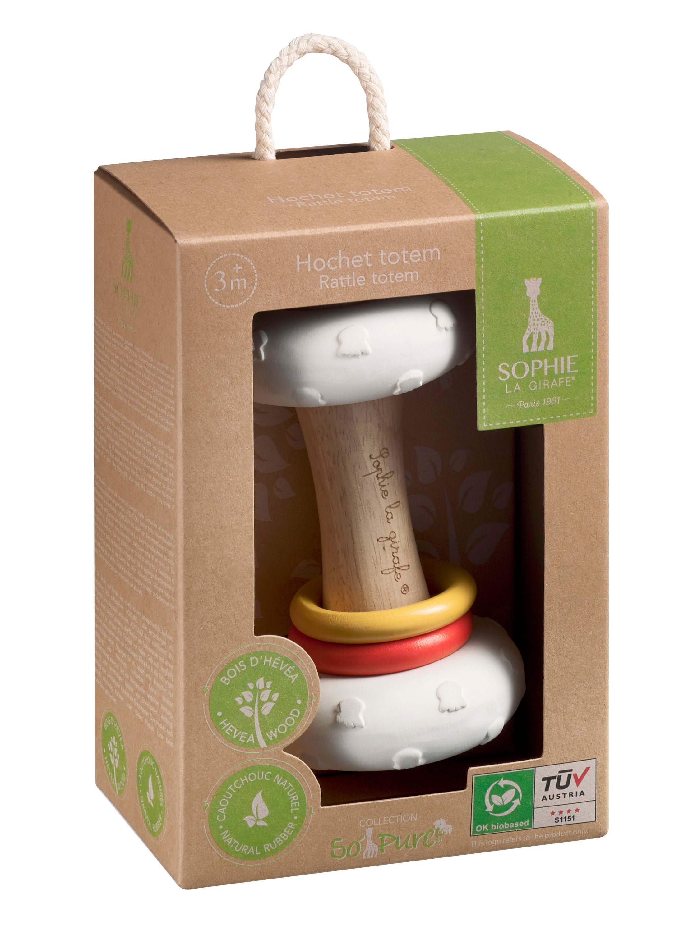 Sophie La Girafe So Pure Rattle Totem | Baby Toy | Bon Bon Tresor