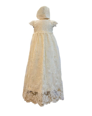 Christening - Ava Ivory Silk & Sequined French Lace Gown | Gowns | Bon Bon Tresor