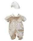 Christening - Lucas White Silk Romper | Rompers | Bon Bon Tresor