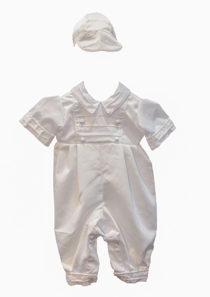 Christening - Roger White Satin Romper | Rompers | Bon Bon Tresor