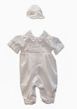 Christening - Roger White Satin Romper | Rompers | Bon Bon Tresor