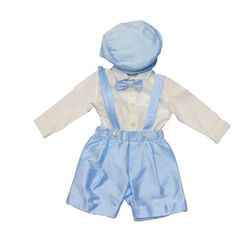 Barcellino White and Baby Blue Shorts Suit