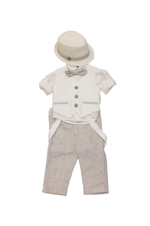 Dolce Bambini -3 Piece White/Grey Suit | Suits & Sets | Bon Bon Tresor