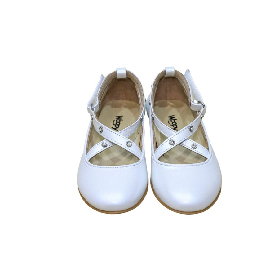 Kiddie Couture Gabrielle Leather Shoes Pearl White | Dress Shoes | Bon Bon Tresor