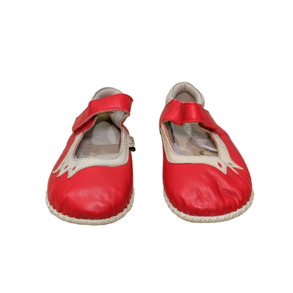Chook Leaf Girls Crown Shoe Red/Ivory | Dress Shoes | Bon Bon Tresor