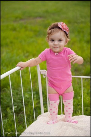 Rock-a-Thigh Baby Pink Polka Thigh High Socks | Socks | Bon Bon Tresor