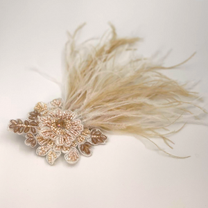 Sienna Likes To Party Luxury Lotus Blush Feather Hair Clip | Hair Accessories | Bon Bon Tresor