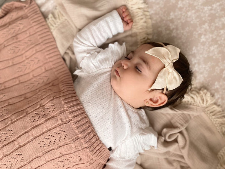 Mini & Me Harvest Knit Baby Blanket Blush