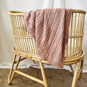 Mini & Me Harvest Knit Baby Blanket Blush | Blankets | Bon Bon Tresor