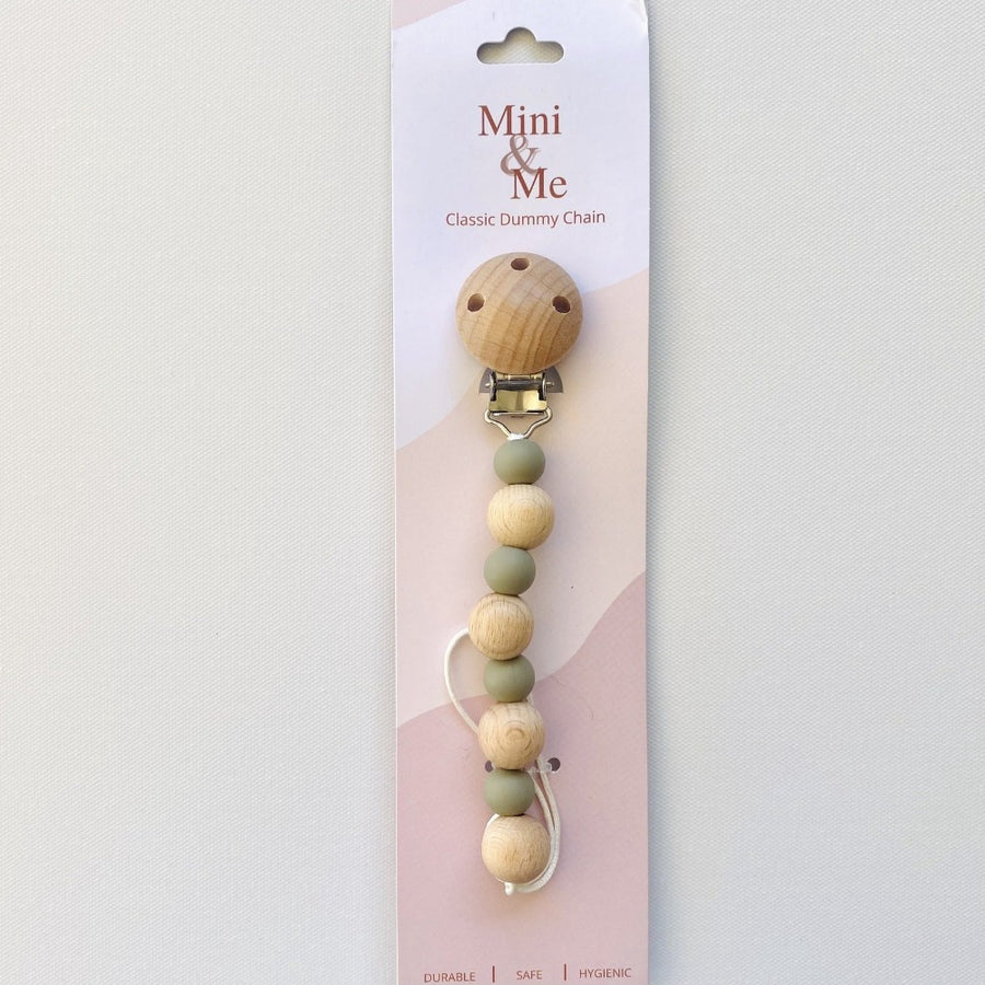 Mini & Me Classic Dummy Chain Olive | Baby Teethers | Bon Bon Tresor