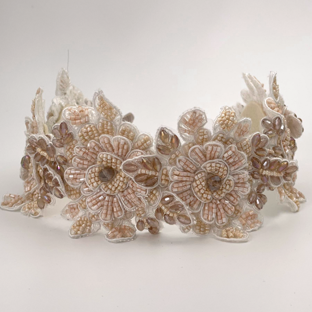 Sienna Likes To Party Luxury Zinnia Lace And Crystal Headband | Hair Accessories | Bon Bon Tresor