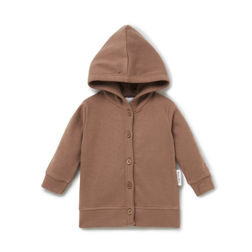 Aster and Oak Cocoa Rib Hooded Cardigan | Sweaters & Knitwear | Bon Bon Tresor
