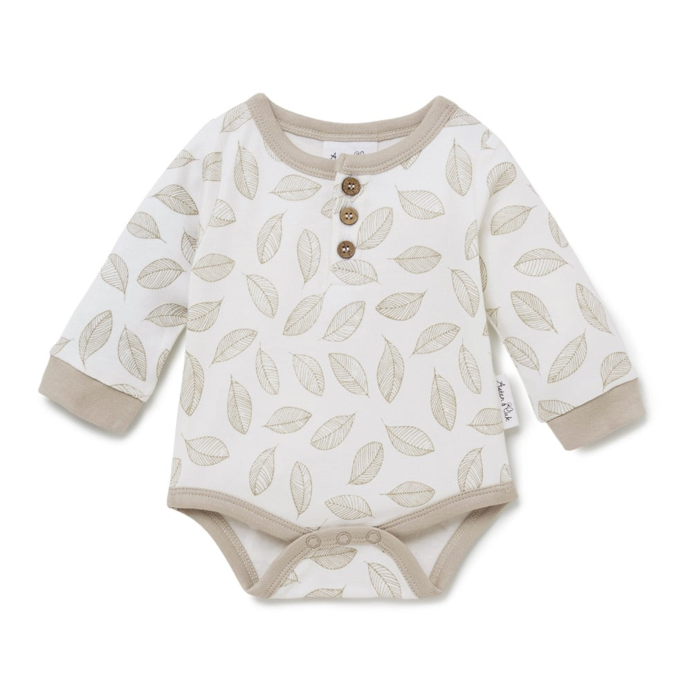 Aster and Oak Leaf Henley Onesie | Rompers & Playsuits | Bon Bon Tresor