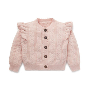 Aster and Oak Ruffle Knit Cardigan Pink | Sweaters & Knitwear | Bon Bon Tresor