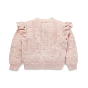 Aster and Oak Ruffle Knit Cardigan Pink | Sweaters & Knitwear | Bon Bon Tresor