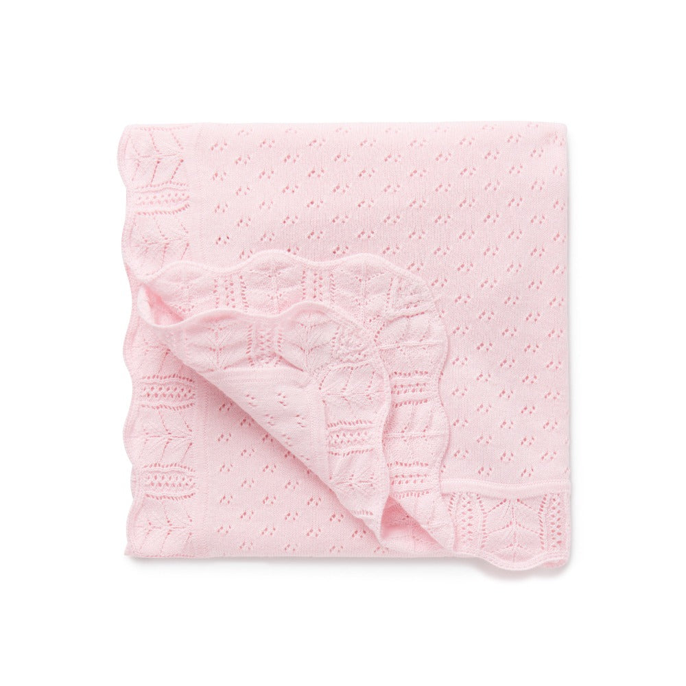 Aster and Oak Pink Ruffle Knit Blanket | Blankets | Bon Bon Tresor