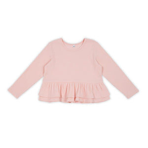 Kapow Kids Cloud Pink Rib Peplum Long Sleeve Top | Tops & T-Shirts | Bon Bon Tresor