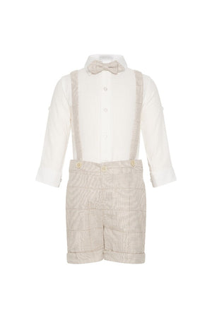 Kiddie Couture Beige Linen Shorts Suit | Suits & Sets | Bon Bon Tresor