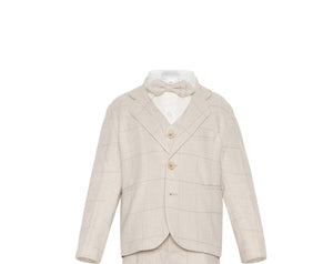 Kiddie Couture Beige Linen Jacket | Suits & Sets | Bon Bon Tresor