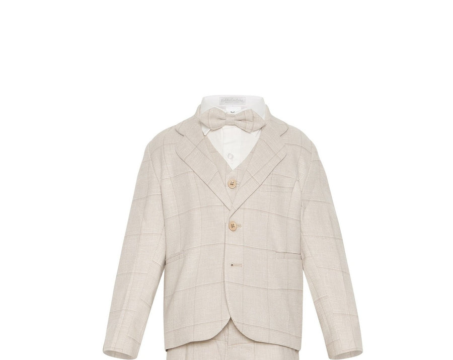 Kiddie Couture Beige Linen Jacket | Suits & Sets | Bon Bon Tresor