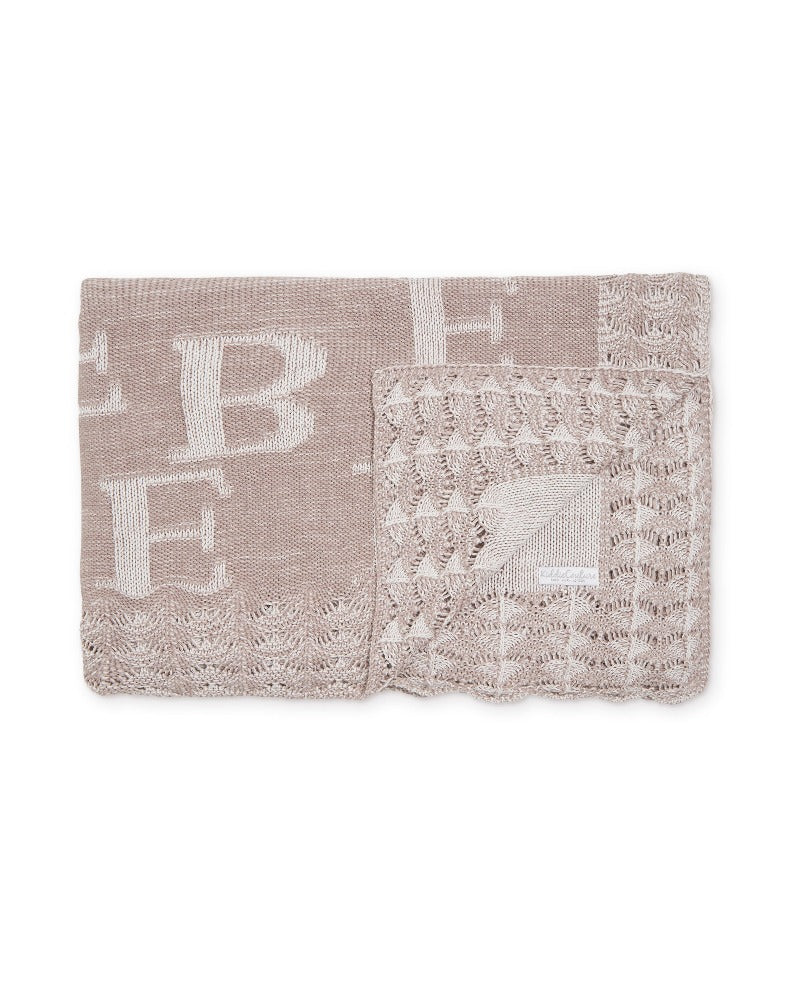 Kiddie Couture - Beige Alpha Tots Organic Blanket | Blankets | Bon Bon Tresor