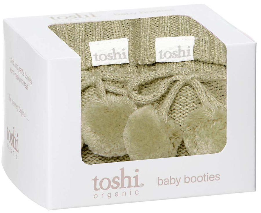 Toshi Organic Booties Marley Olive | Booties & Mittens | Bon Bon Tresor