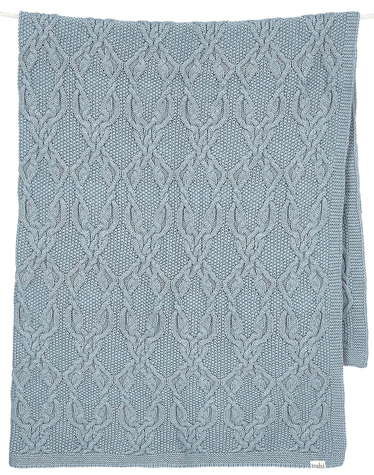 Toshi Organic Knit Blanket Bowie Storm | Blankets | Bon Bon Tresor