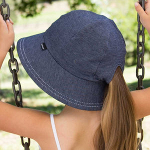 Bedhead Hats Ponytail Bucket Hat Denim | Sun hat | Bon Bon Tresor