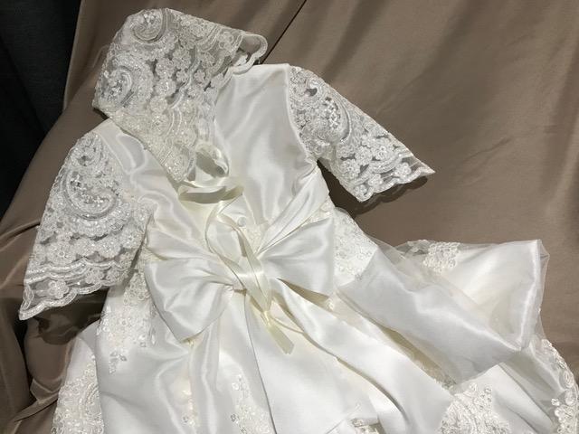 Christening - Gabriella Ivory 3/4 Sleeves Silk & Sequined Lace Gown | Gowns | Bon Bon Tresor
