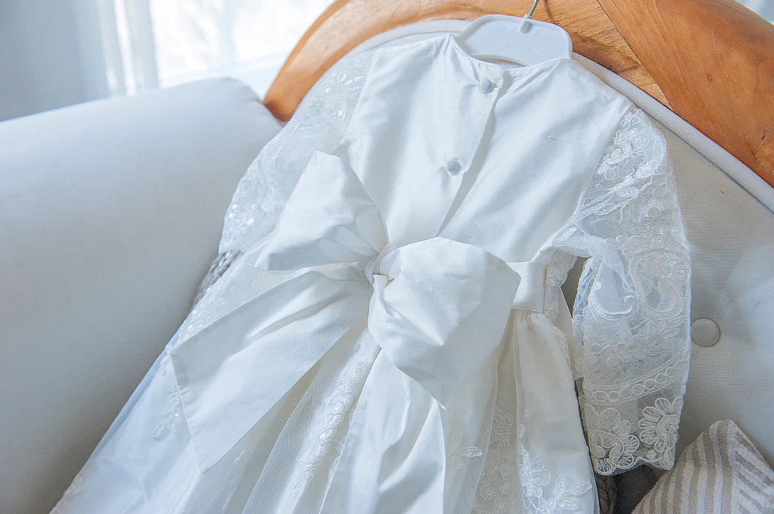 Christening - Josephina Ivory Silk & Sequined Full Lace Gown | Gowns | Bon Bon Tresor