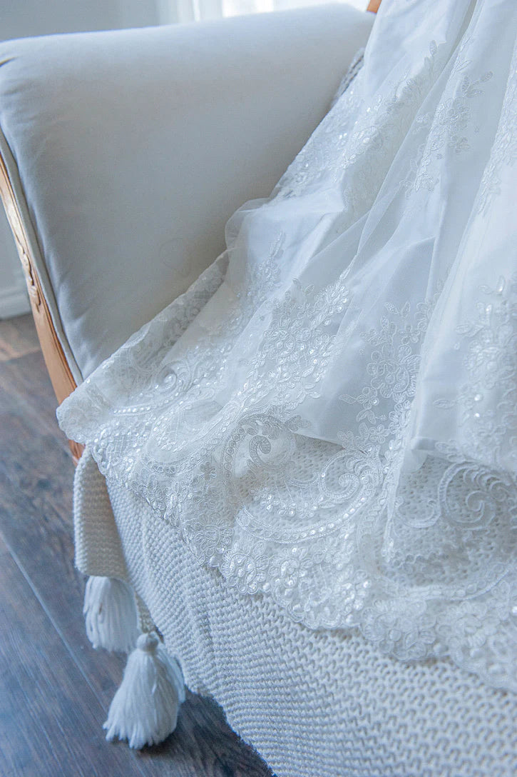 Christening - Josephina Ivory Silk & Sequined Full Lace Gown | Gowns | Bon Bon Tresor