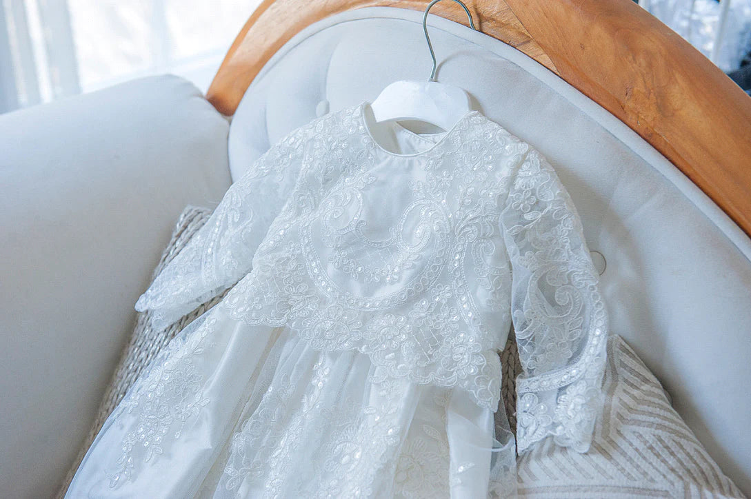 Christening - Josephina Ivory Silk & Sequined Full Lace Gown | Gowns | Bon Bon Tresor