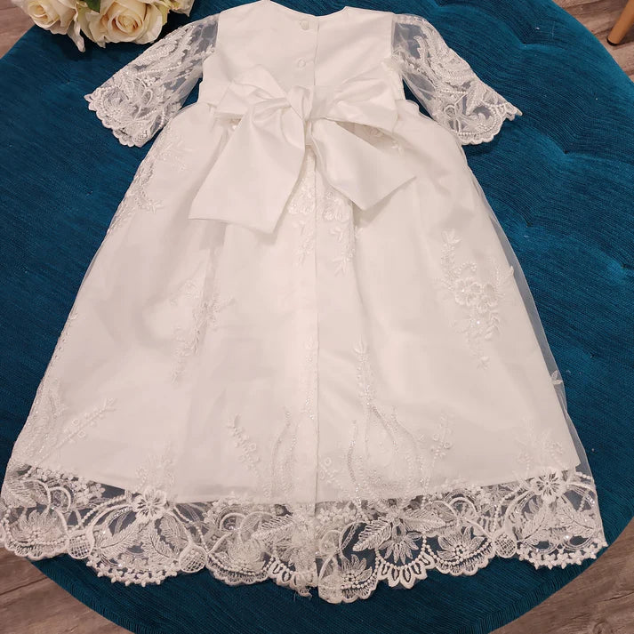 Christening - Evelyn Silk Lace Short Gown | Gowns | Bon Bon Tresor