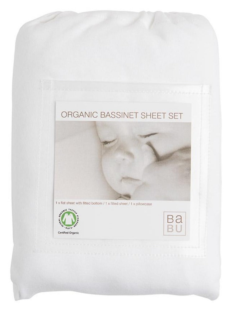 Babu Organic Bassinet Sheet Set White | Bassinet Sheet | Bon Bon Tresor
