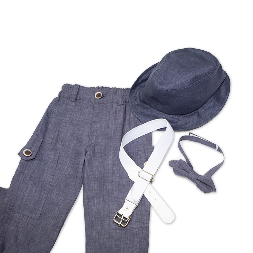 Dolce Bambini - Baby Boy 3 Piece Navy Marle Linen Suit | Suits & Sets | Bon Bon Tresor