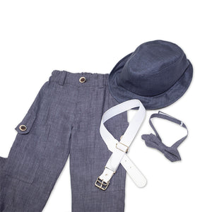 Dolce Bambini - Baby Boy 3 Piece Navy Marle Linen Suit | Suits & Sets | Bon Bon Tresor